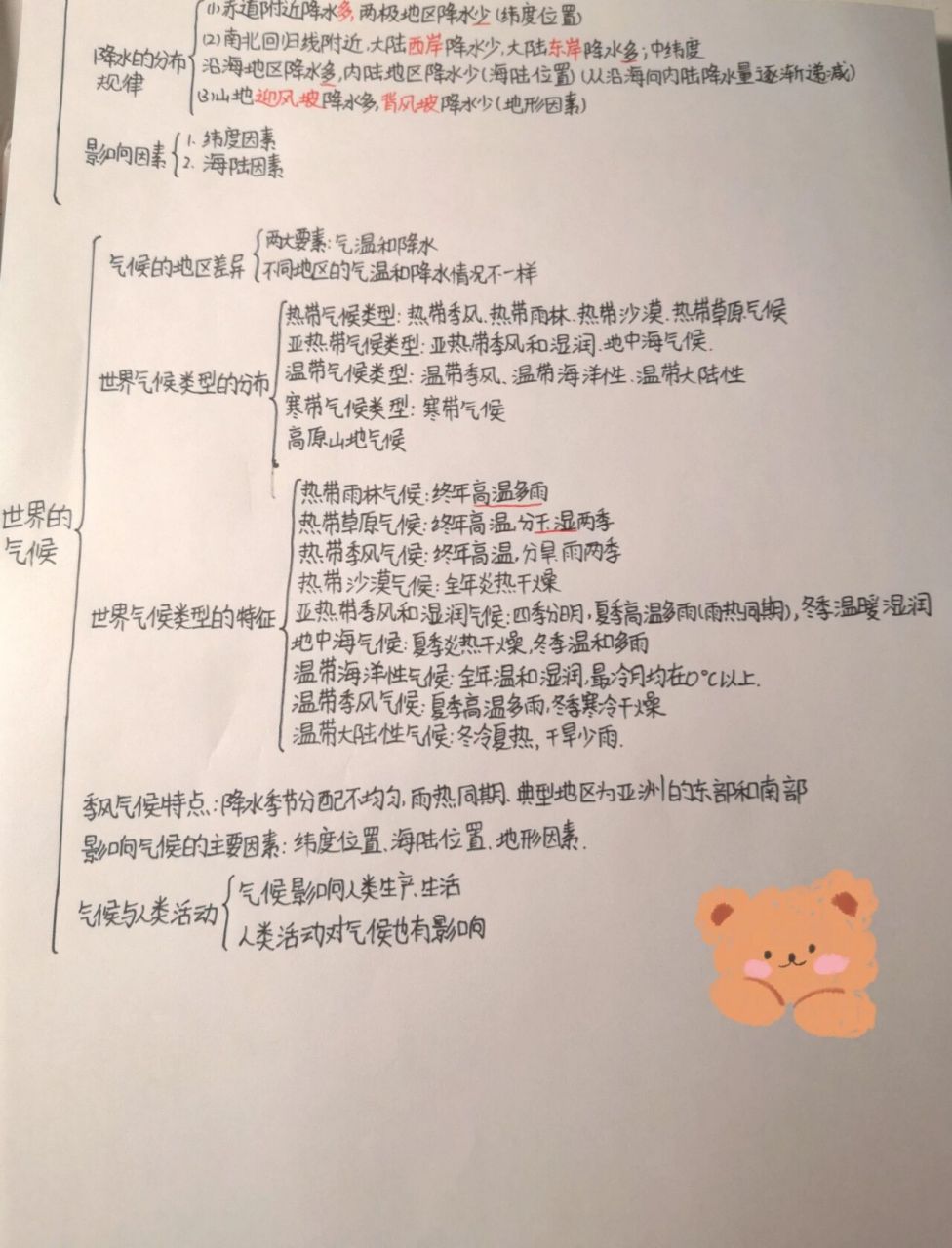 七年级上册地理第三章:天气与气候思维导图 还需要关于七年级的其他