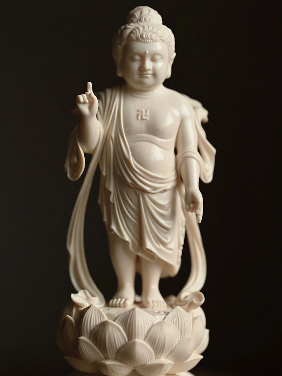 一手指天,一手指地,言:天上天下,唯我独尊.