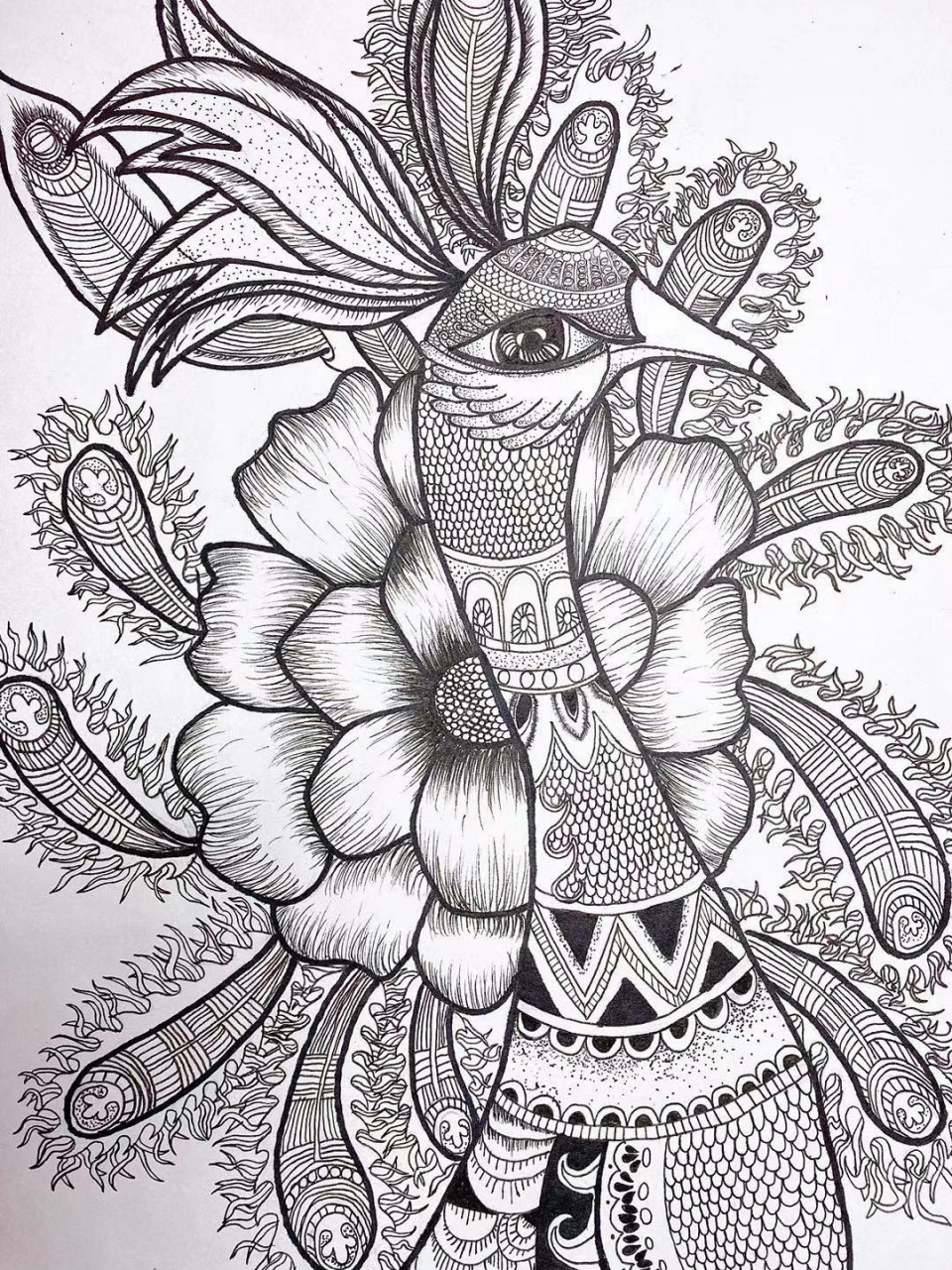 学生线描作品 今天分享一幅十岁小学员的线描作品,图