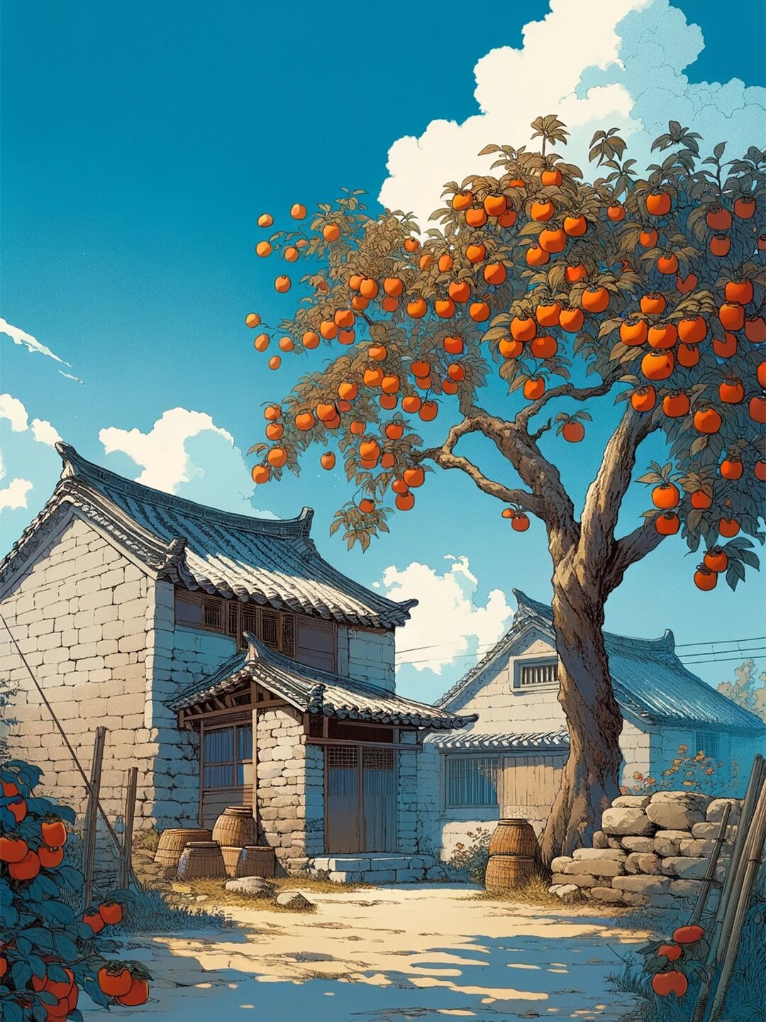 怀念家乡的柿子树