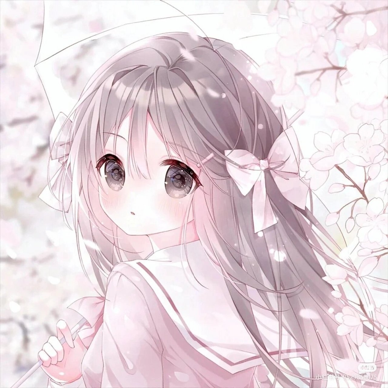 樱花少女小雨伞闺蜜头像