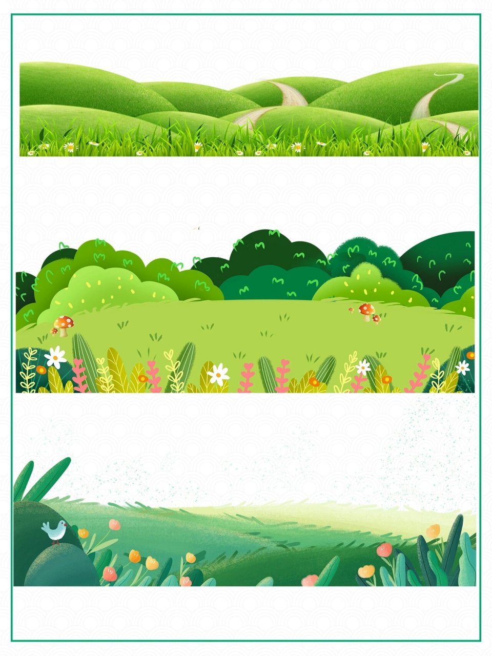 143|免扣|绿色清新97卡通插画草地素材 今天分享一组绿色草地png