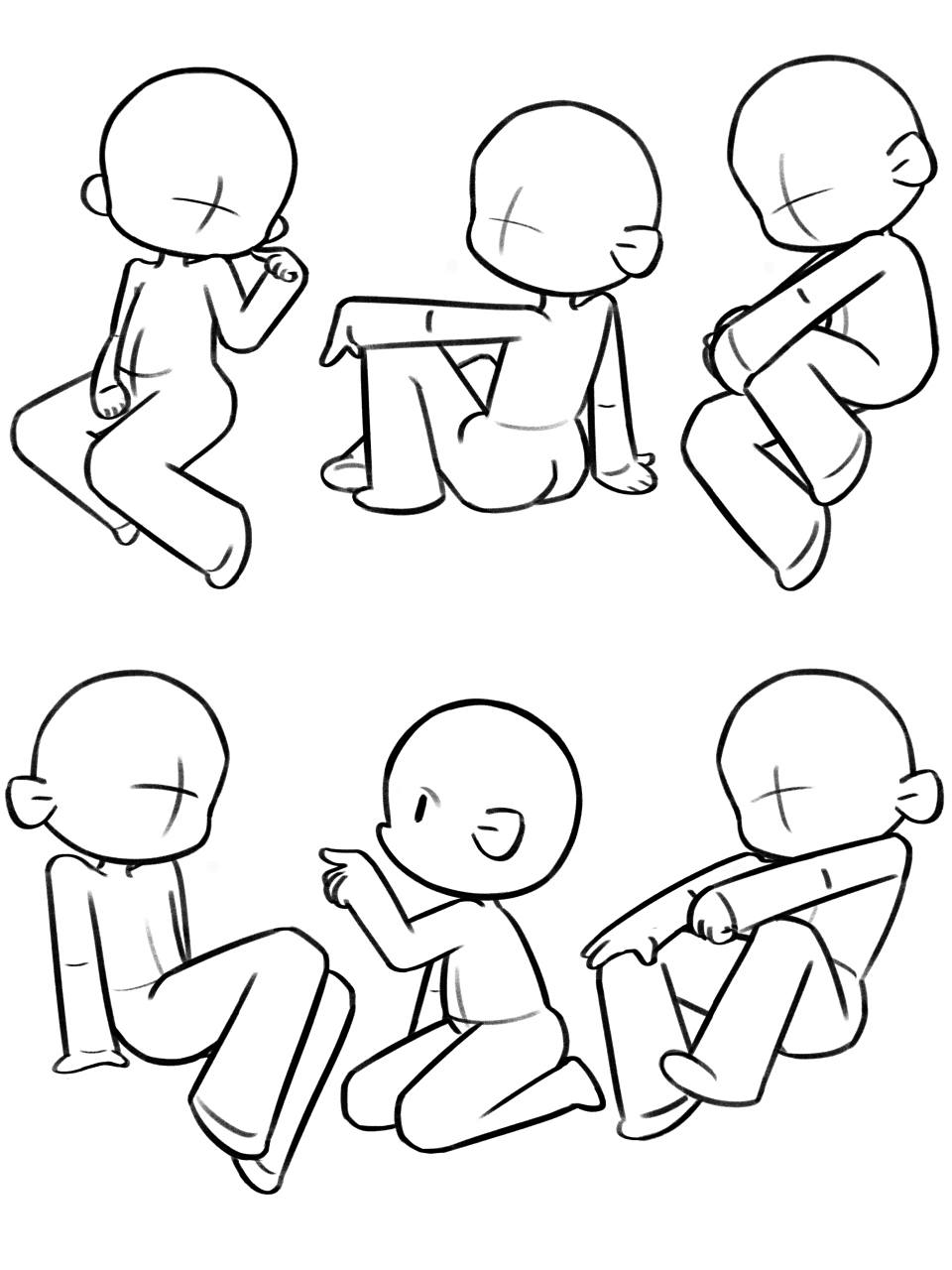 q版人物动态|3头身|坐姿 6个常用坐姿人体动态 我画的素材分享给大家