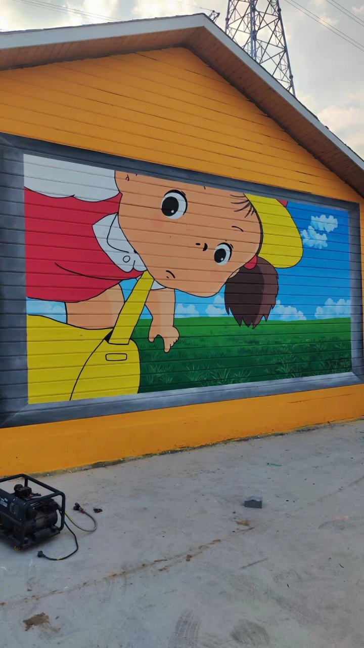 手绘宫崎骏龙猫墙绘 室外宫崎骏系列墙绘 可爱的卡通动漫墙绘