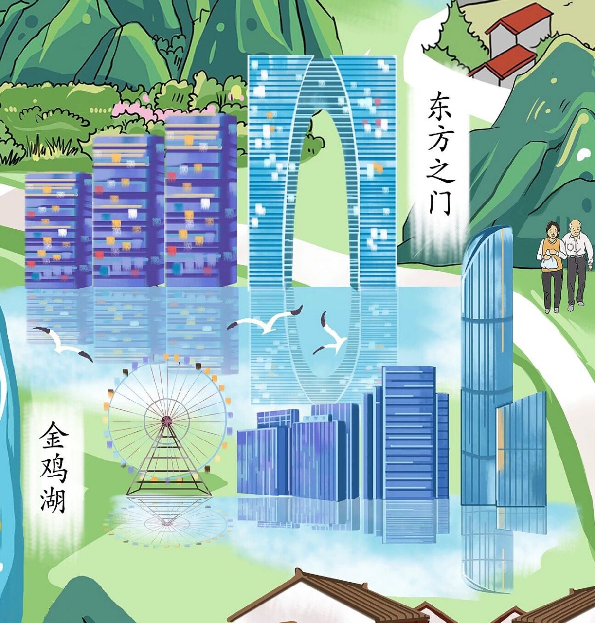 商业插画|苏州手绘地图