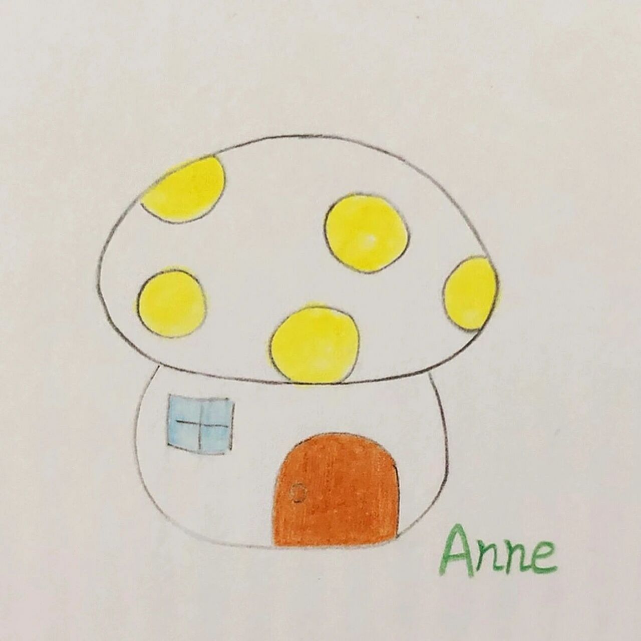 简笔画蘑菇房子#可爱建筑#96彩铅卡通画 铅笔7315先画草图,画好