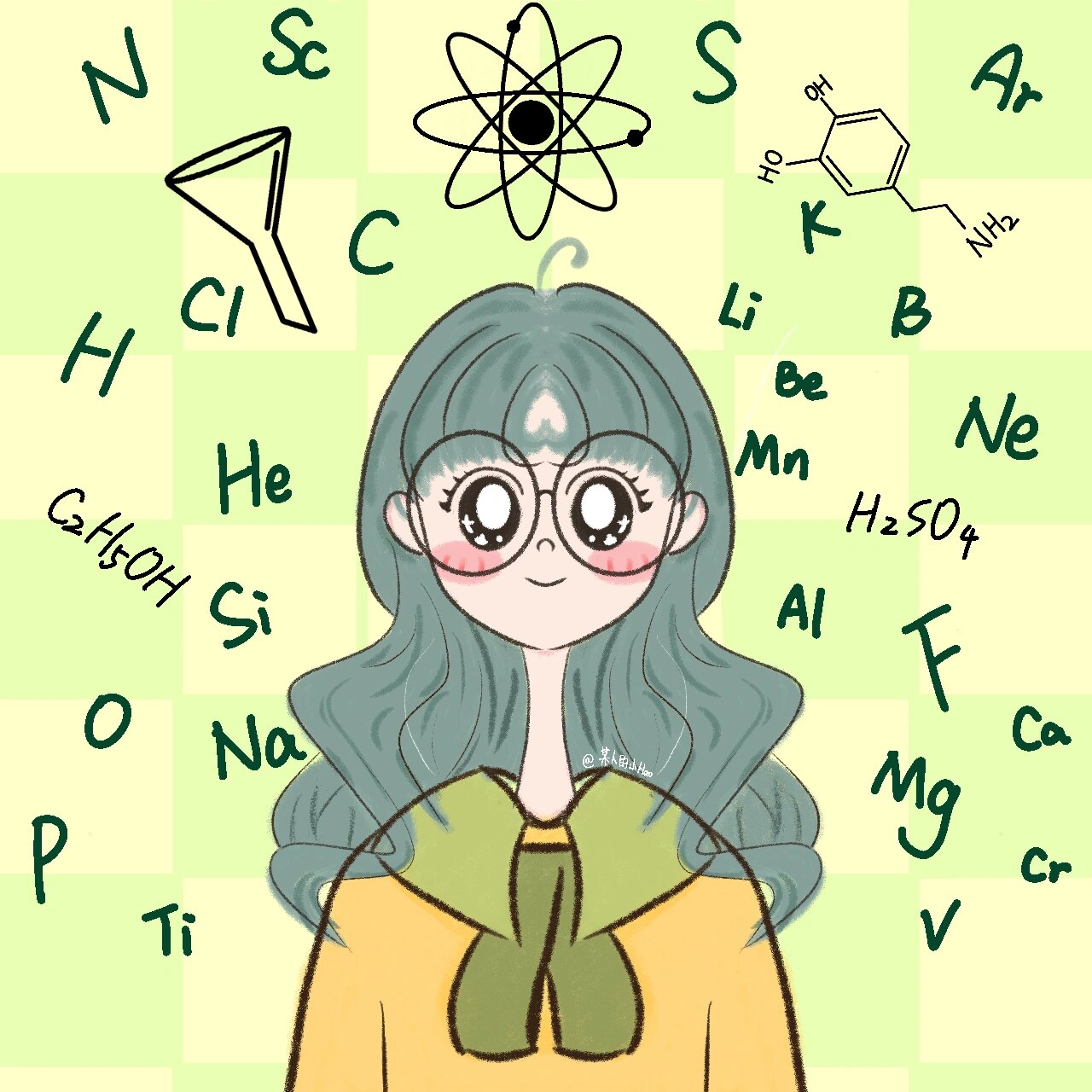 化学老师头像卡通平板画的