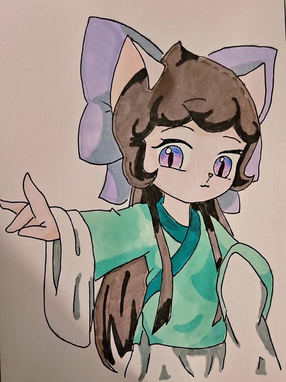 马克笔绘画|京剧猫·小青 纸:a5 边框:12×16