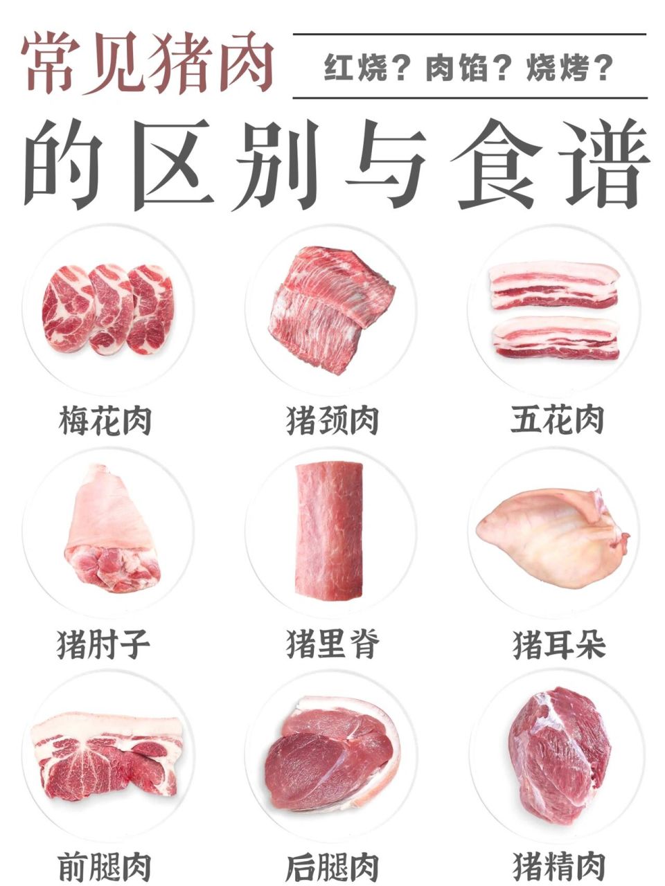 常见猪肉各部位的区别:一图看懂|附菜品73 99猪肉几乎是每家每户
