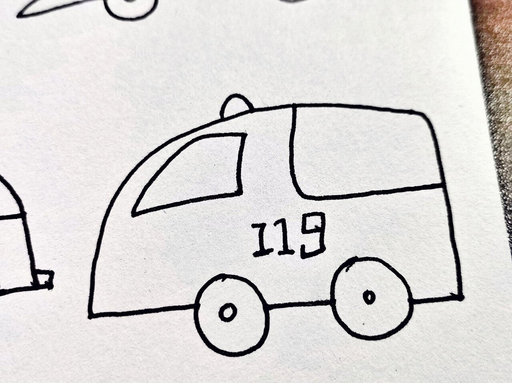 幼师day216---简笔画:消防车02 消防车02的出动,就意味着火灾的