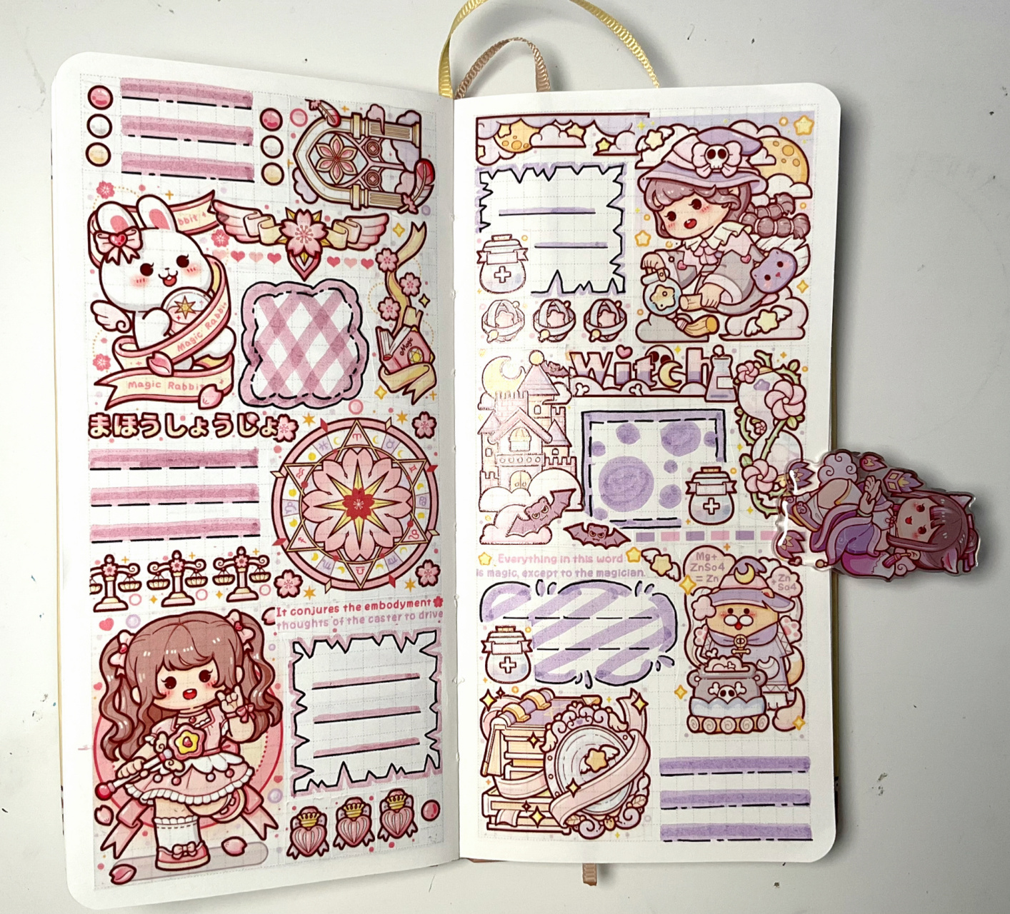 小麻薯魔幻世界weeks排版   小麻薯手帐 粉紫色系手帐