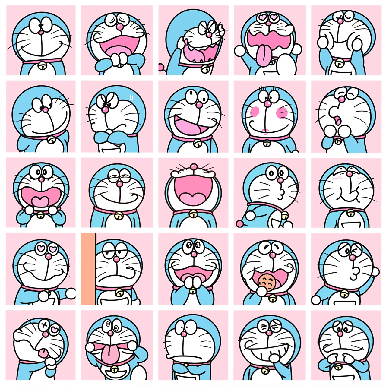手绘简笔画|可爱捏!哆啦a梦表情格子画 谁能拒绝蓝胖子哇!