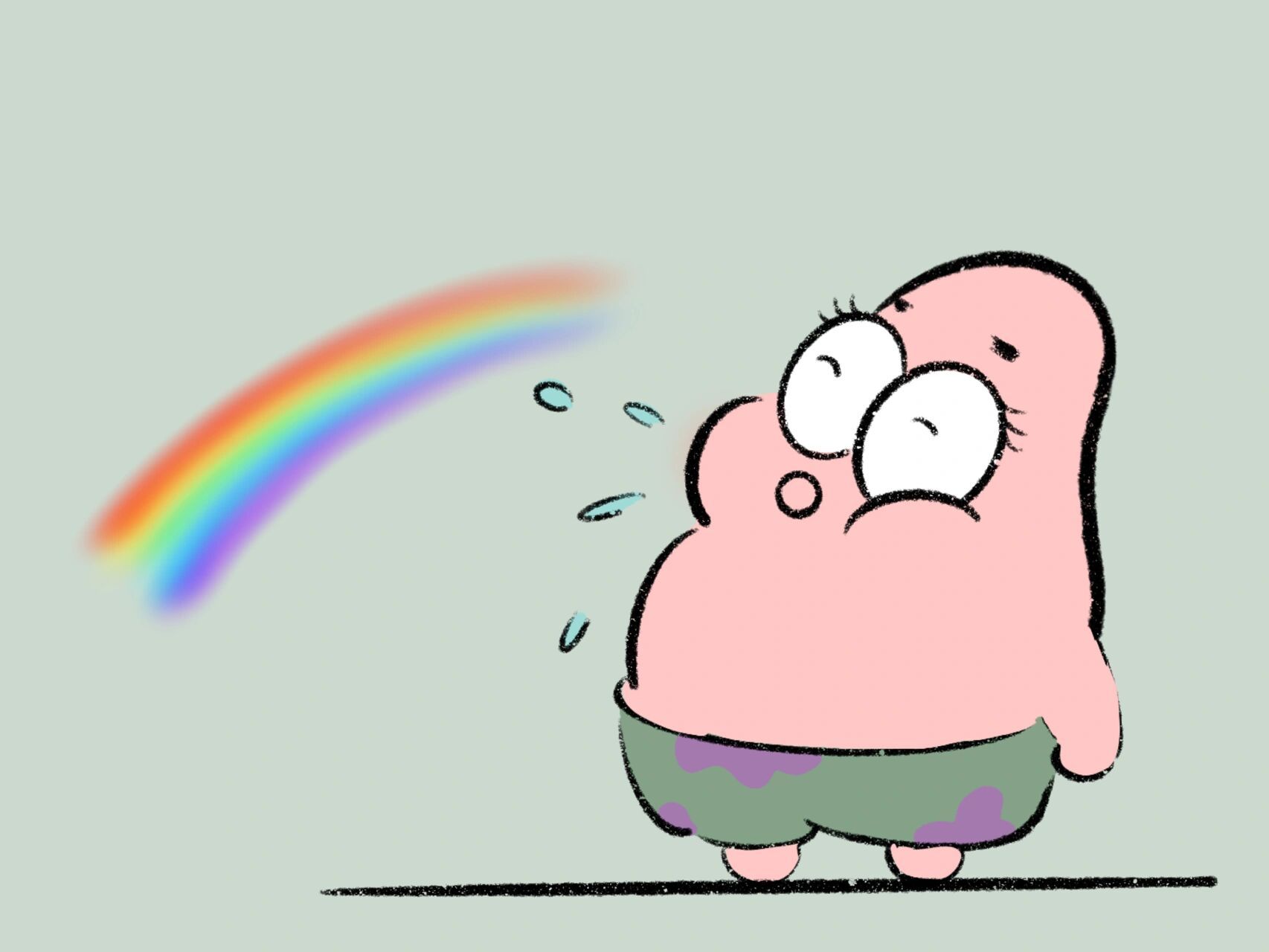 可爱简笔画【含教程】 谁能拒绝给你喷彩虹的派大星呢96