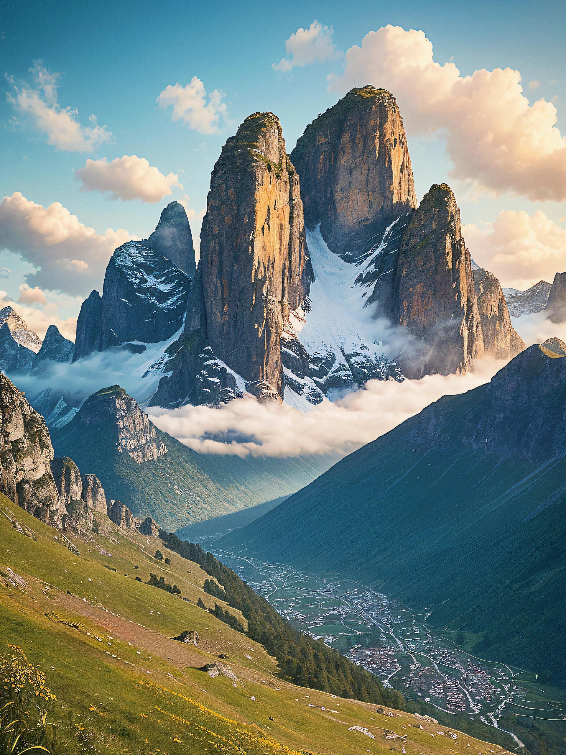 超现实的高山景色山区地形样貌