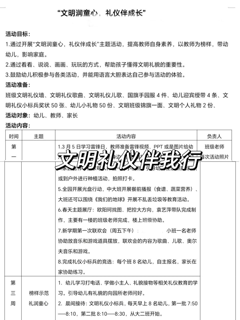 活动方案‖文明礼仪主题月