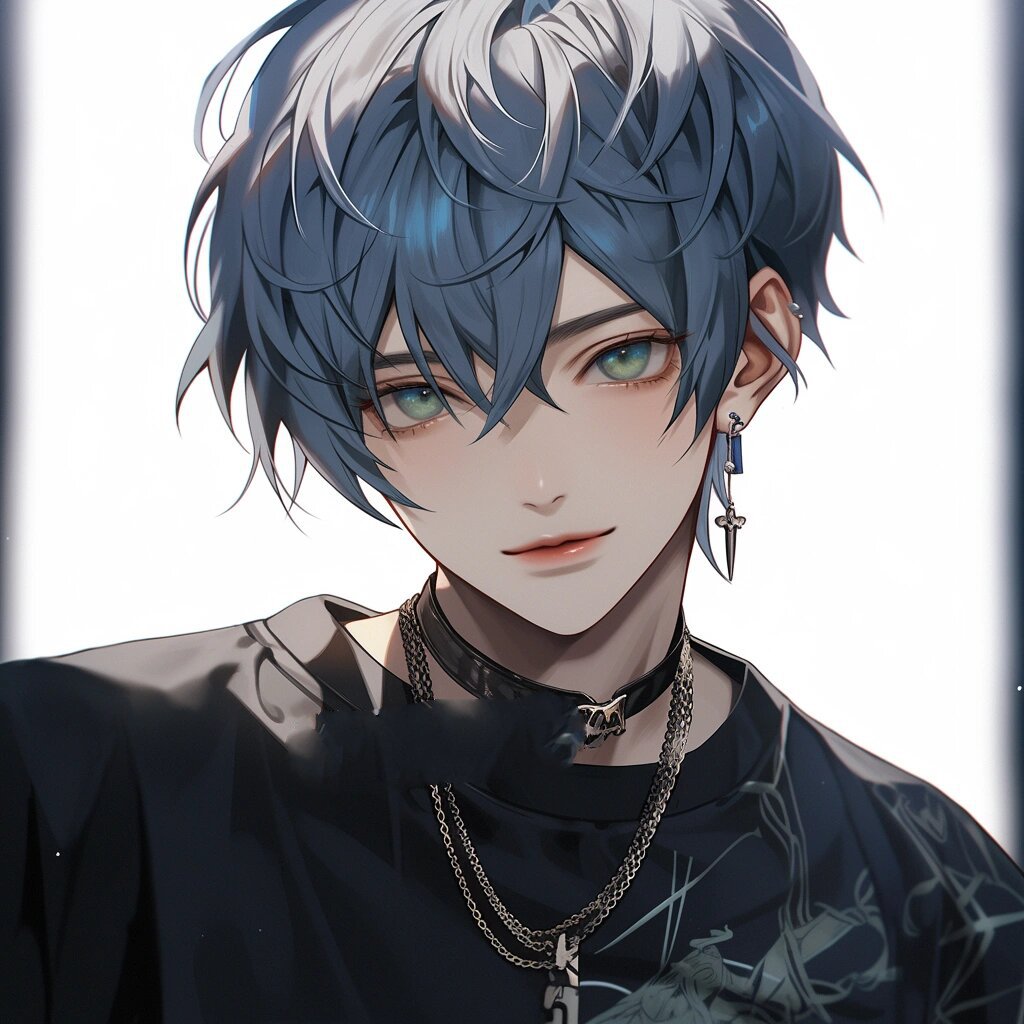 男生头像|蓝发帅酷少年|帅酷男头