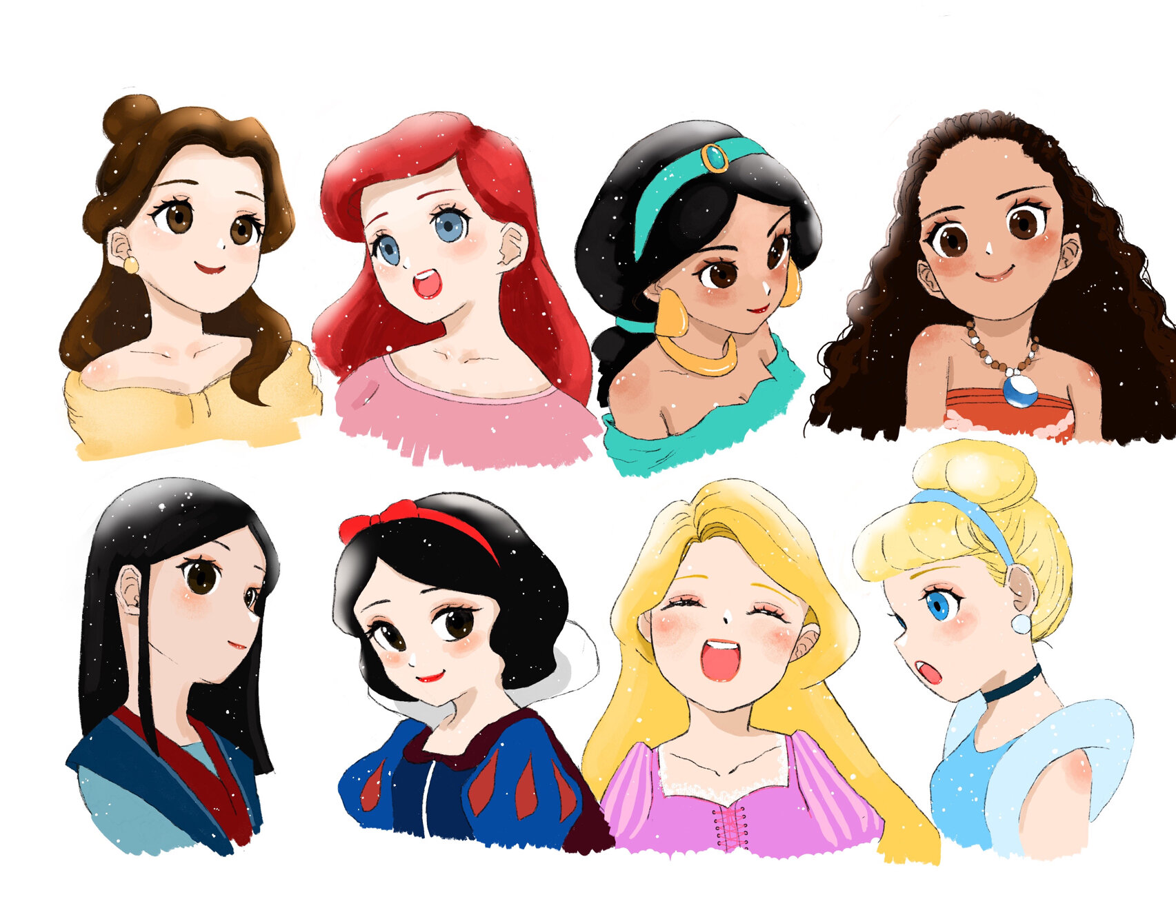 绘画迪士尼公主卡通头像(24位)