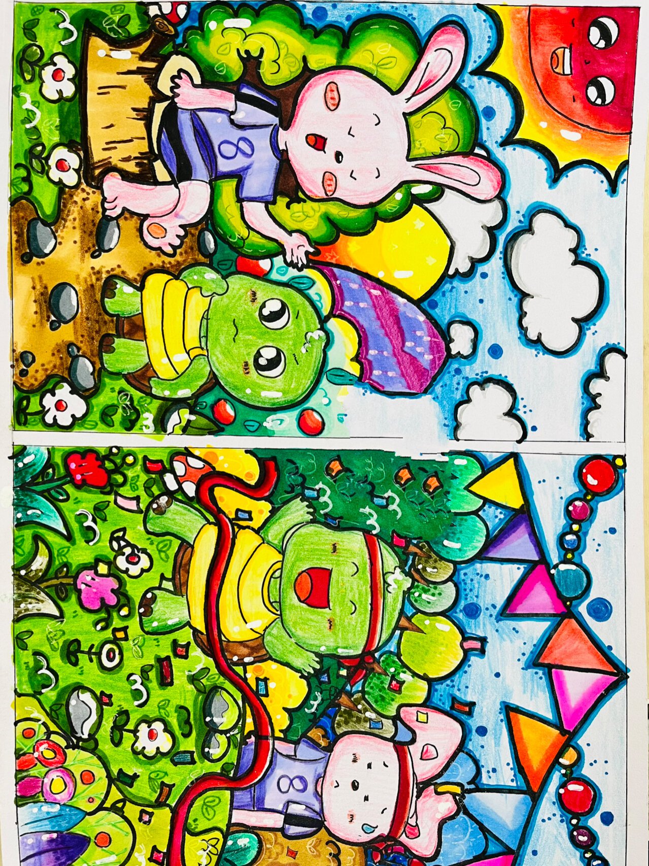 儿童画 龟兔赛跑 故事创编