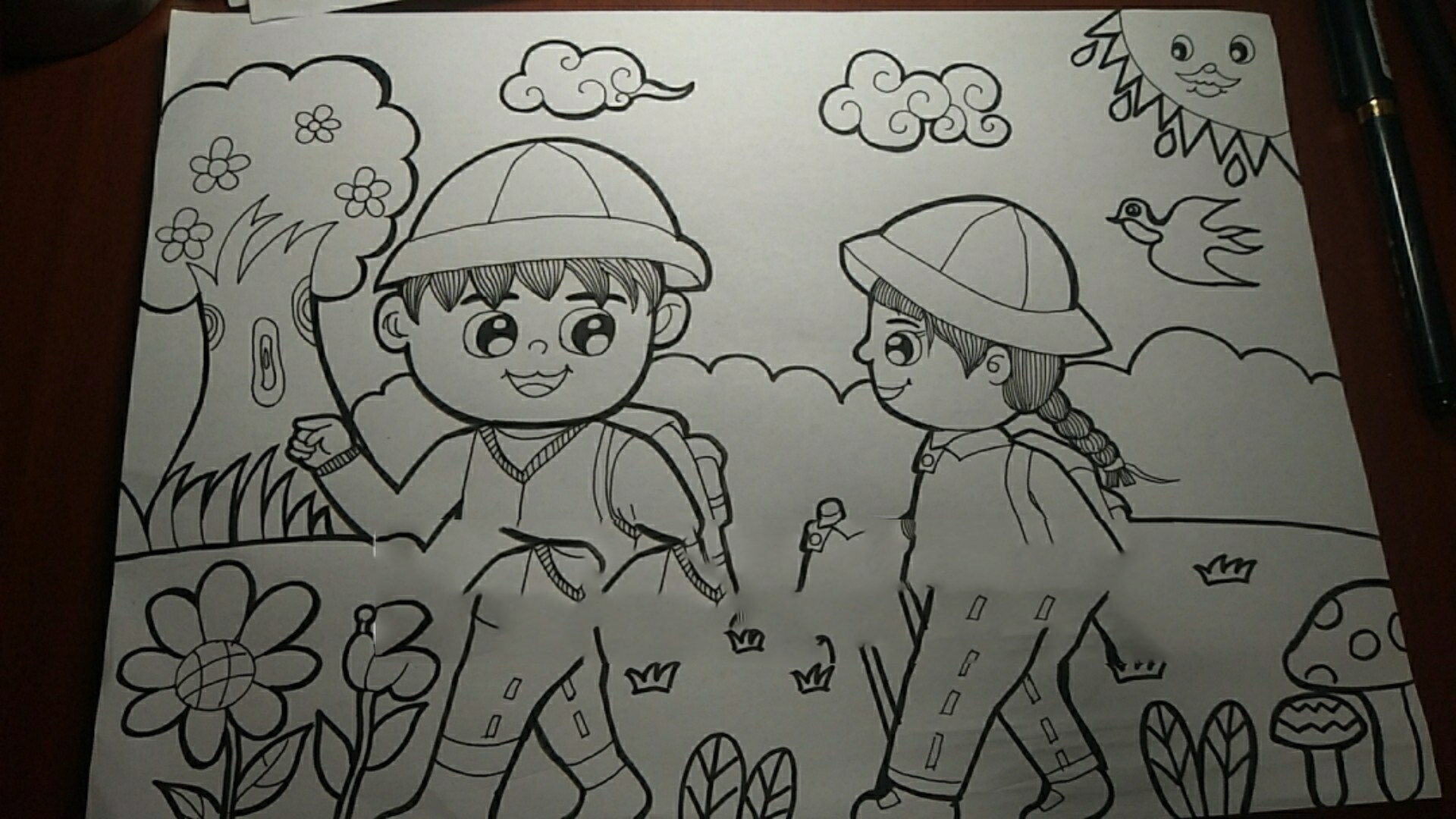 幼师主题简笔画分享:《远足》