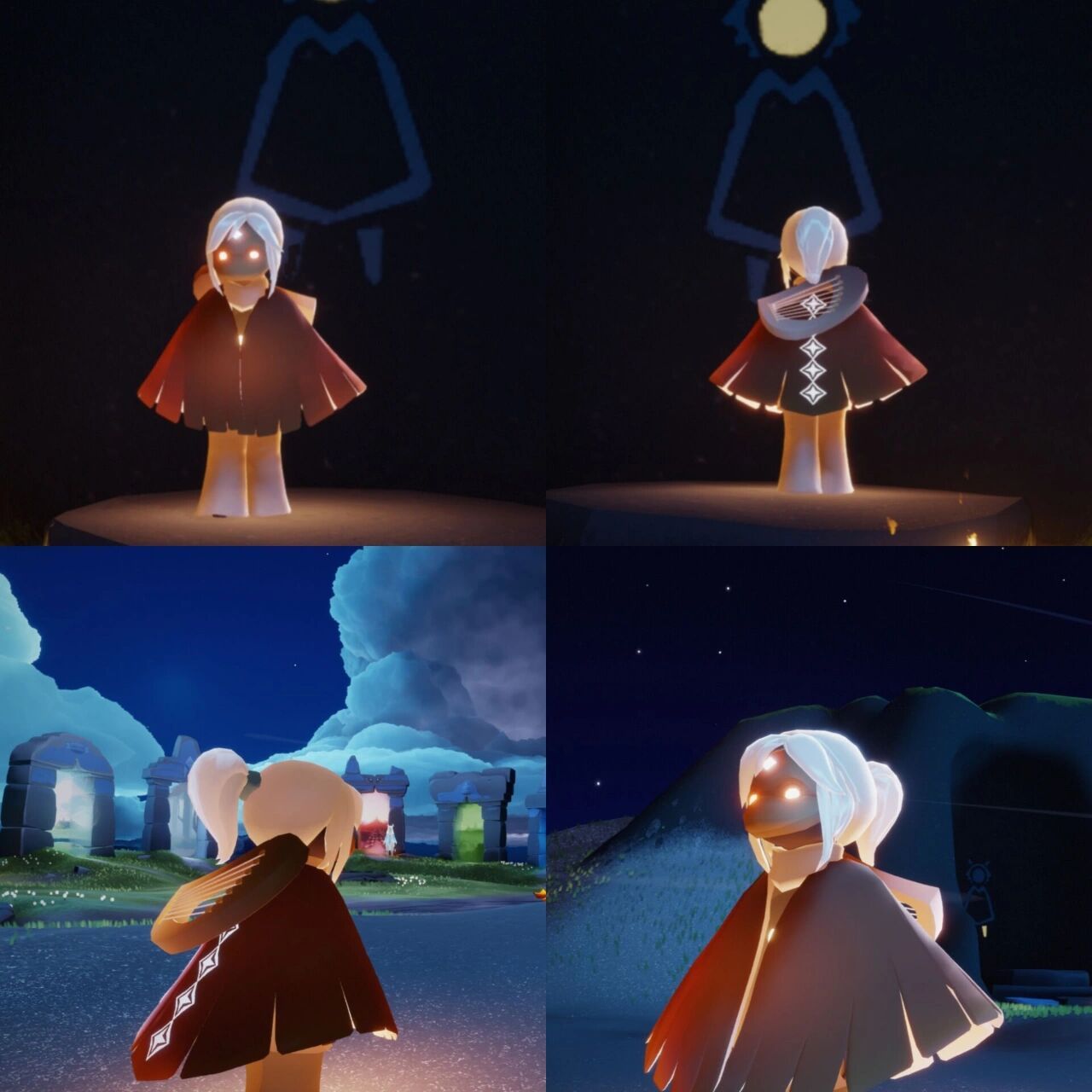 光遇穿搭‖常驻先祖物品适合半萌新299 图一:〖双麻花辫 粉斗 阔腿