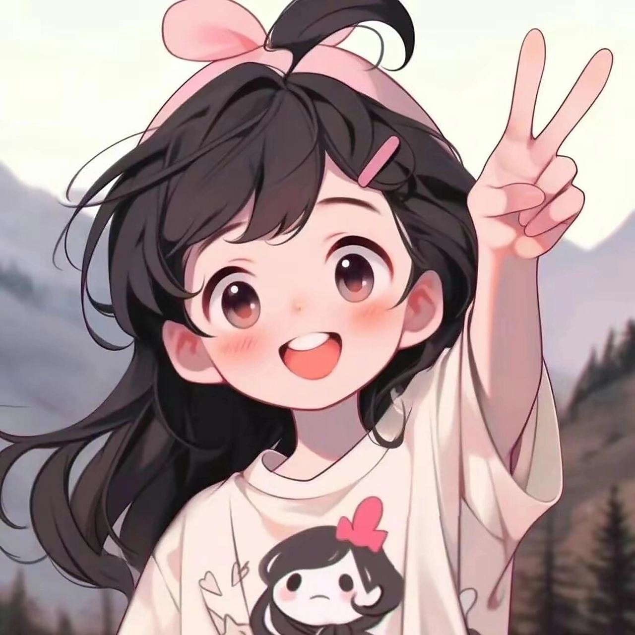 女孩比耶头像 女孩比耶头像‖心有阳光花自开,来给生活比个耶