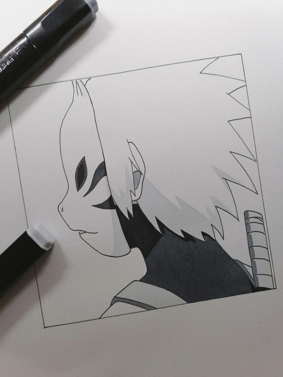 卡殿教程 #火影忍者# #手绘教程# #卡卡西# 一个简单的卡卡西