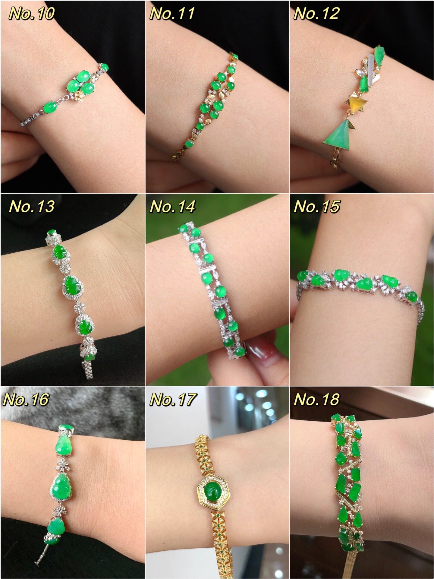 18k金钻石翡翠手链92手腕间的高级氛围感6015