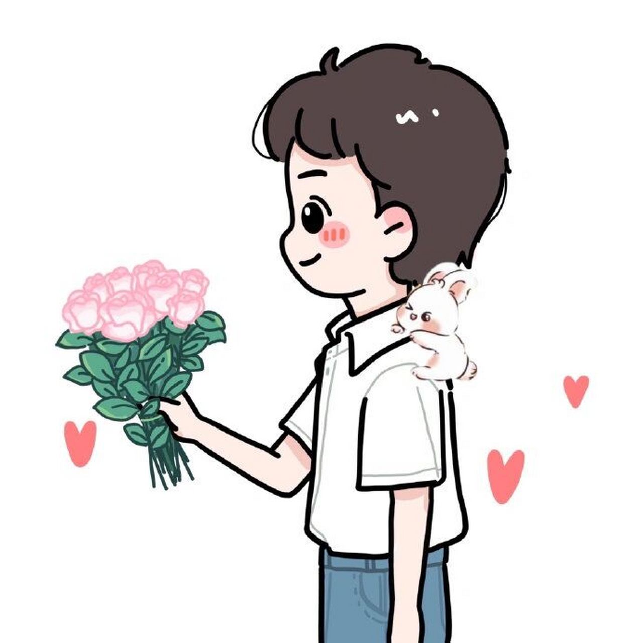 兔宝宝准爸爸准妈妈情侣头像 古有守株待兔,今有捧腹待兔 93