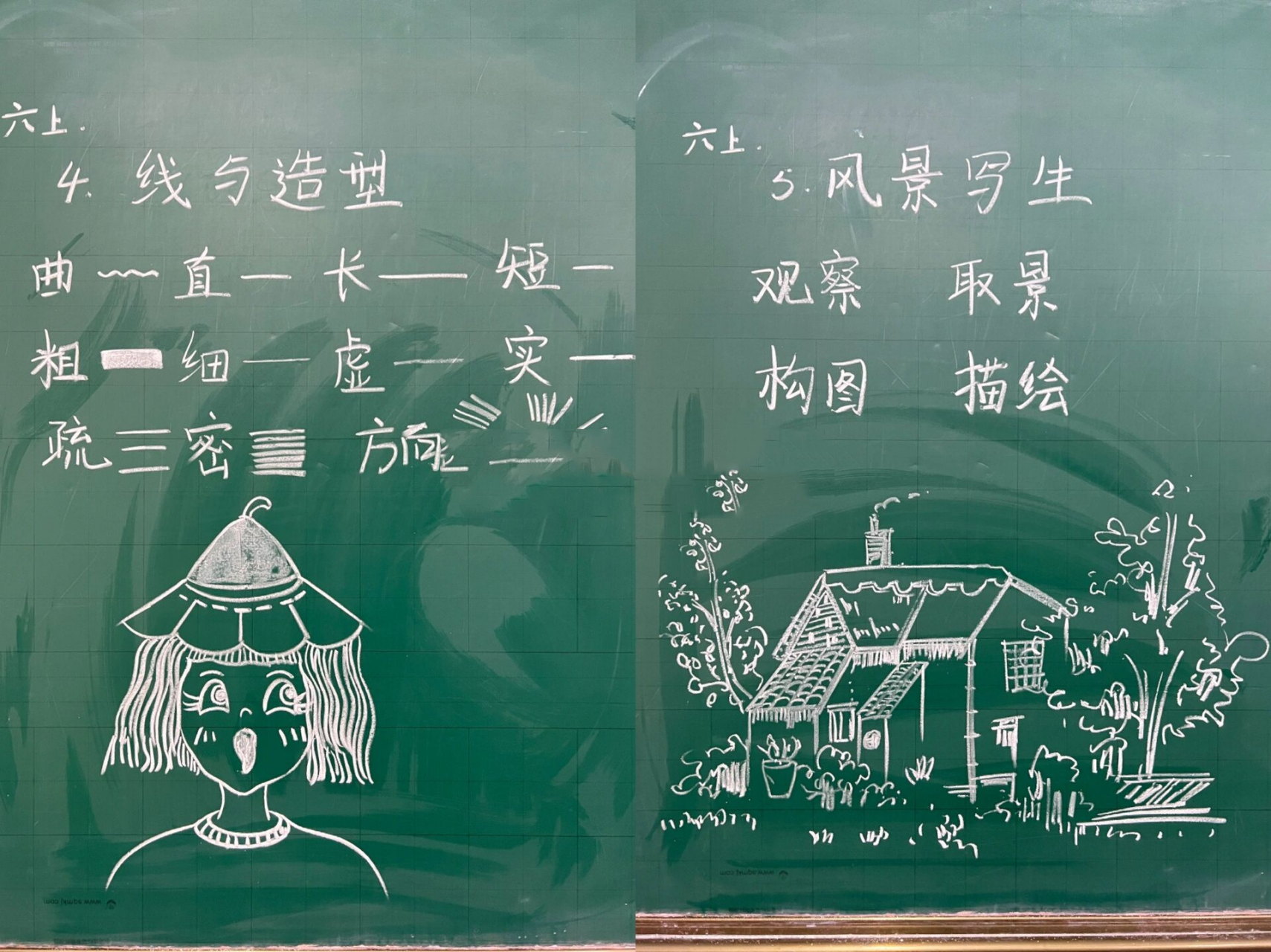 人教版6年级上册美术板书 线与造型 风景写生 不定时更新～ 需要全套