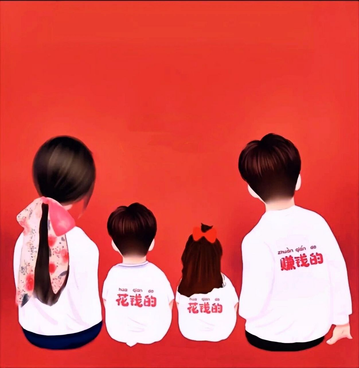 一家四口亲子头像98699969976996 童年很短,陪伴填满