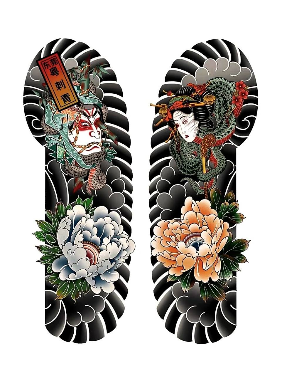 老传统开衫纹身分享 每周都有不一样的纹身手稿,有喜欢的可以关注一下