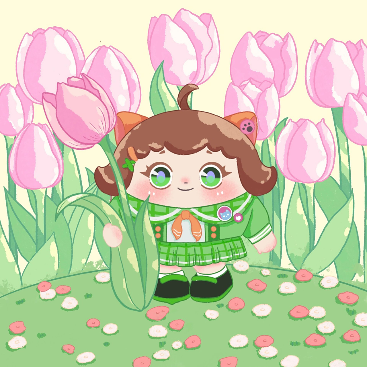 蛋仔派对淘气丸子三色头像 蛋黄酱们要求的三色jk妹妹来啦,昨晚太晚