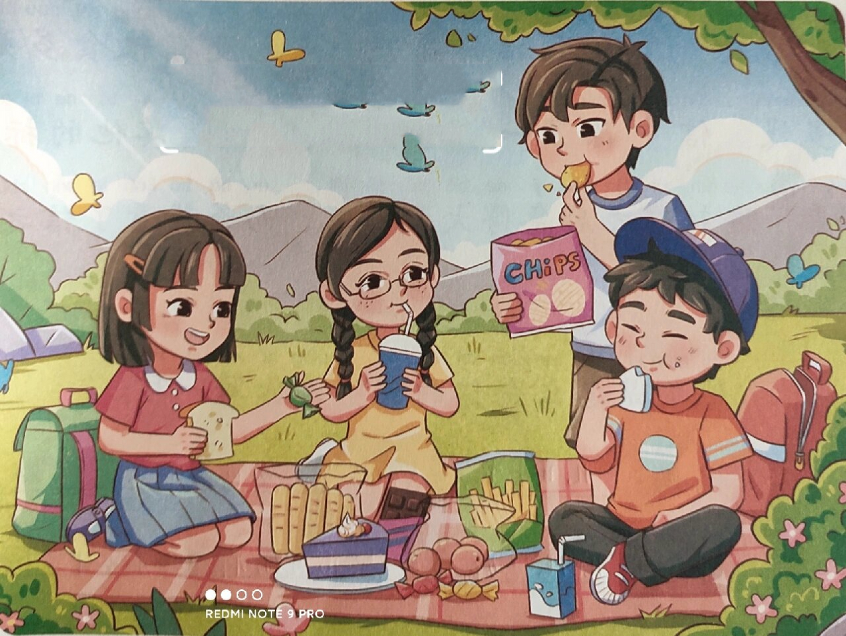 看图写话——郊游❤️ 一个阳光明媚的星期天,贝贝和伙伴们一起来
