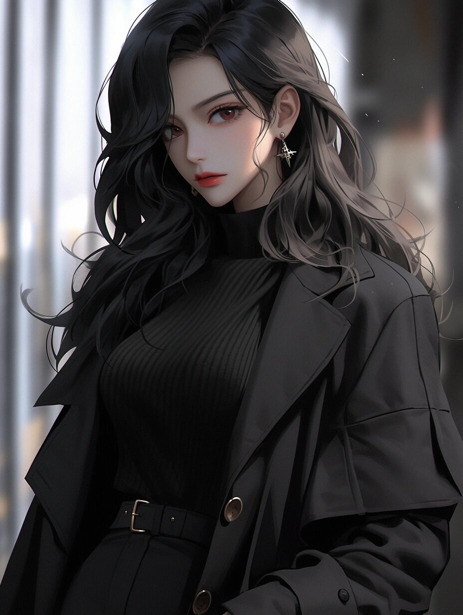 黑色大衣,魅力女神