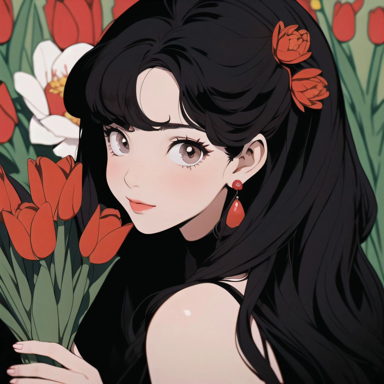 旧漫头像|背靠93郁金香花店的甜美少女96