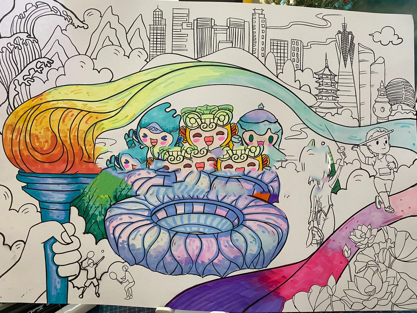 杭州亚运会主题绘画 9315借鉴9215临摹