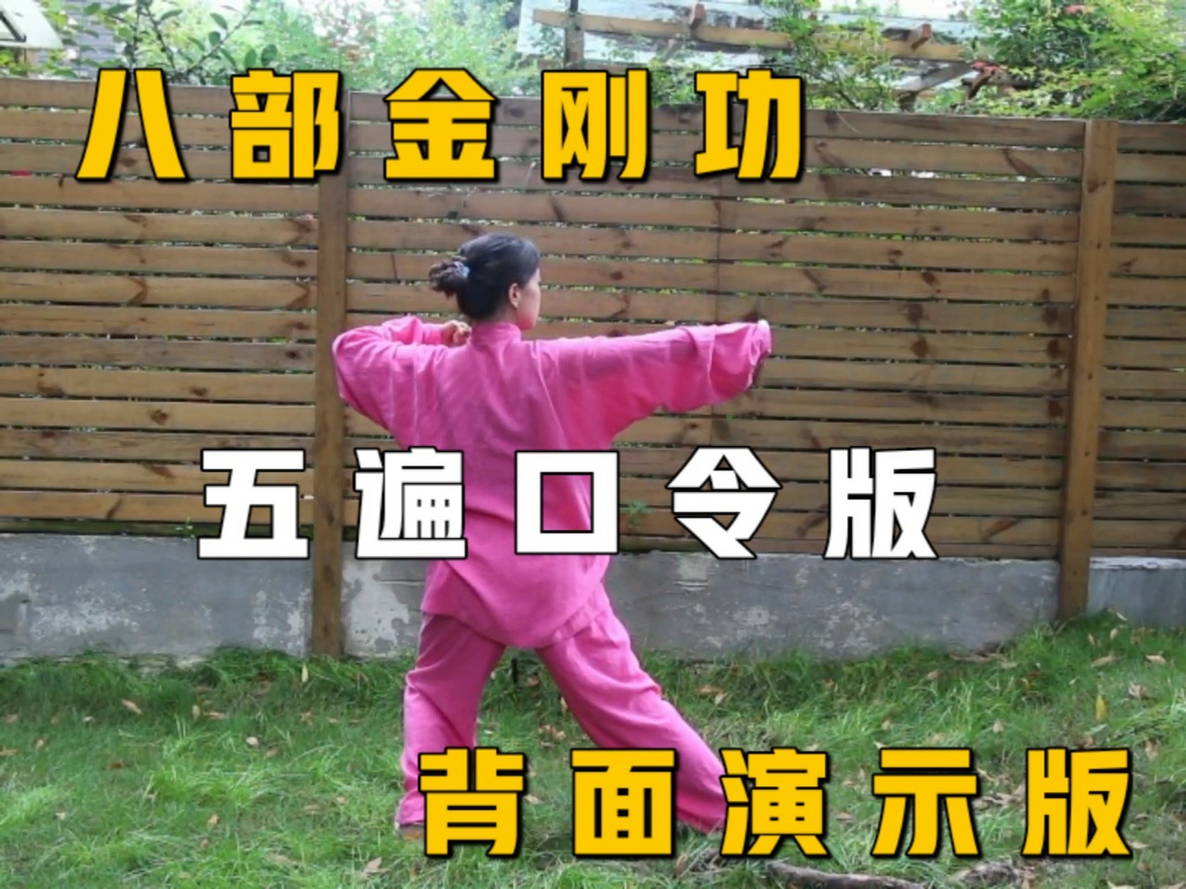 我特意录制了一个背面演示的八部金刚功五遍口令版,供大家参考学习