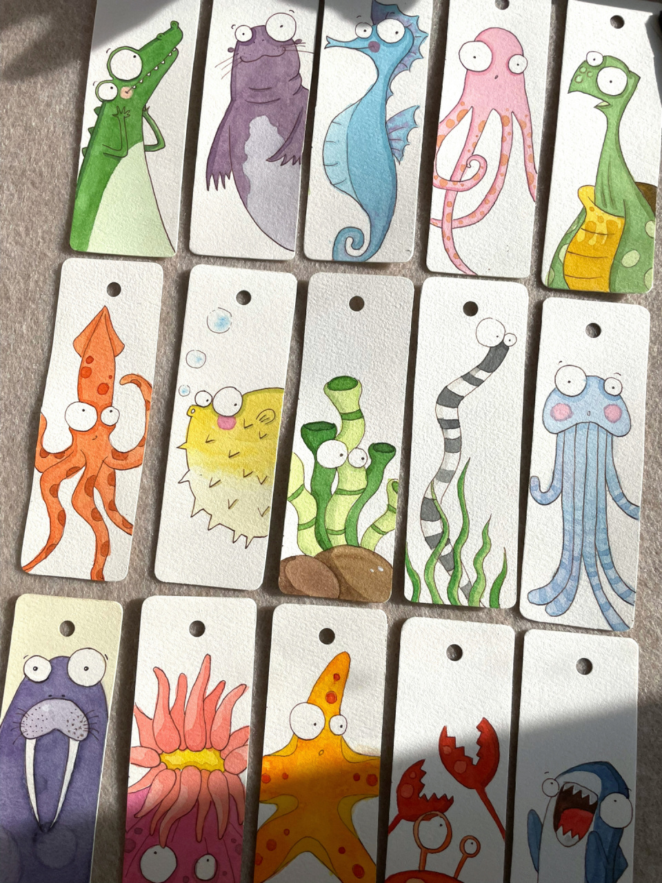 100张自制动物书签海洋世界合集 可可爱爱奇奇怪怪的没心眼海洋系列