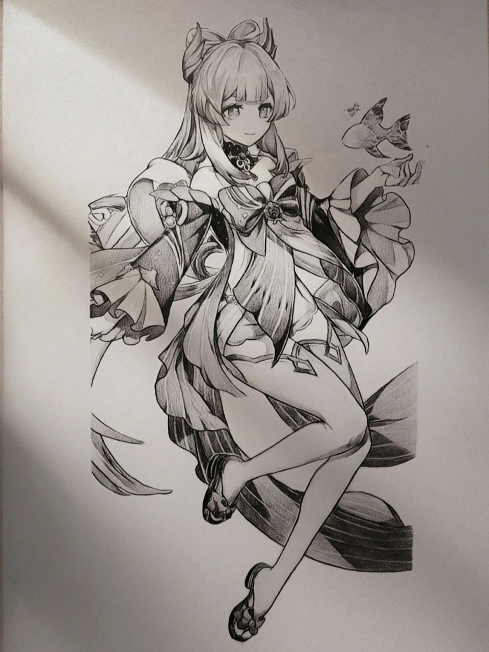 手绘珊瑚宫心海 这次是观赏鱼的立绘,当初为了抽行秋10抽出了心海还挺