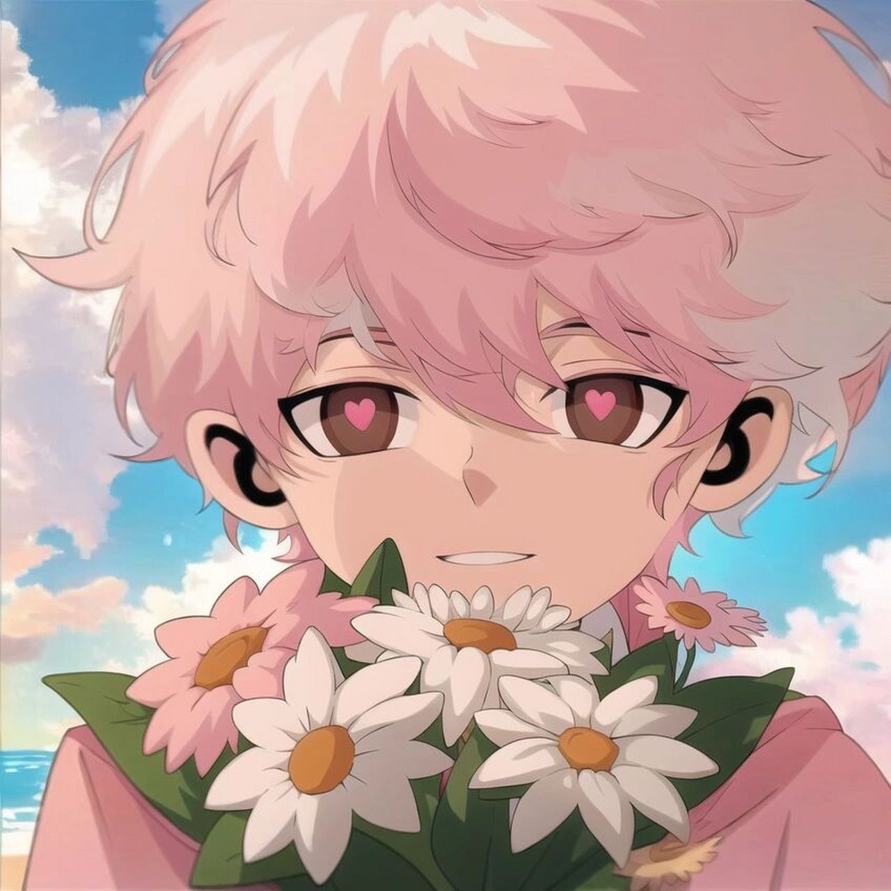 鲜花治愈系男生动漫头像p1