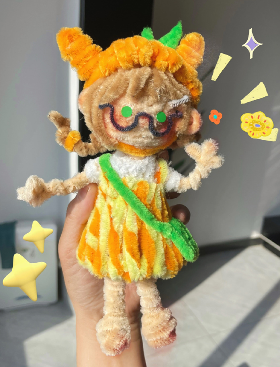 扭扭棒太好玩啦! 做的第一个扭扭棒小人,橘子酱,真的好可爱