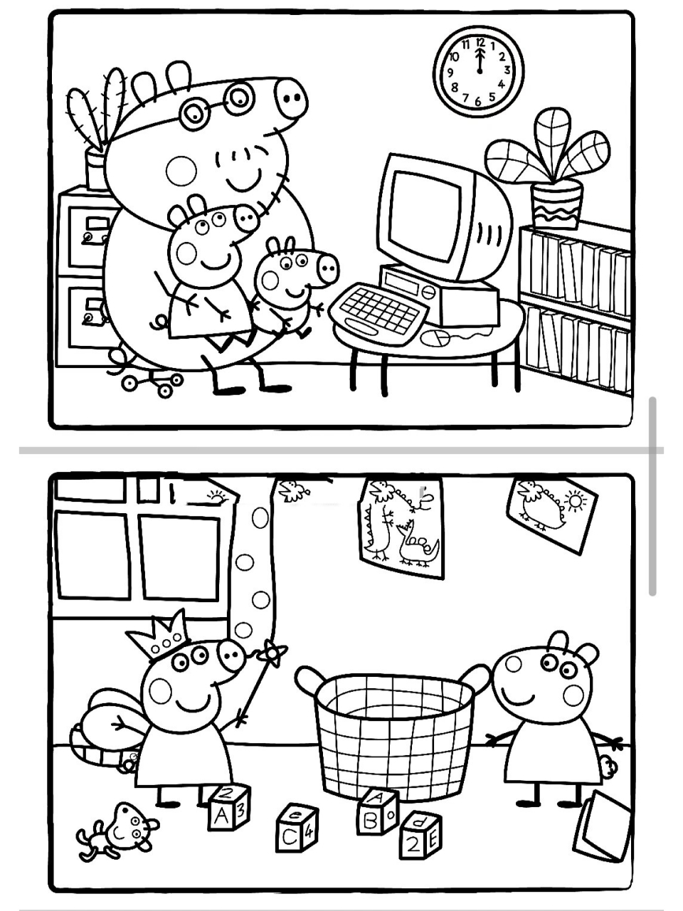 小猪佩奇简笔画涂色可打印100多张 我是小猪佩奇🐷,这是我的爸爸