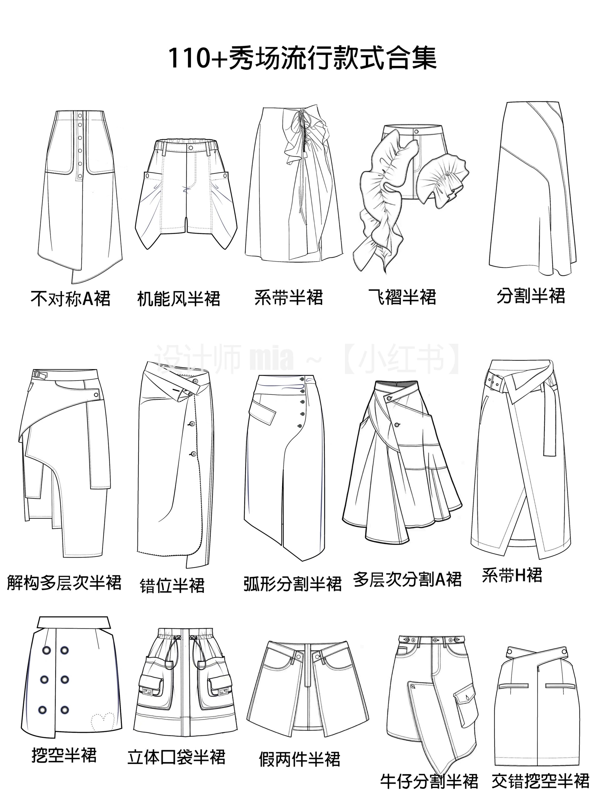 服装设计素材|手绘|110 款流行款式合集