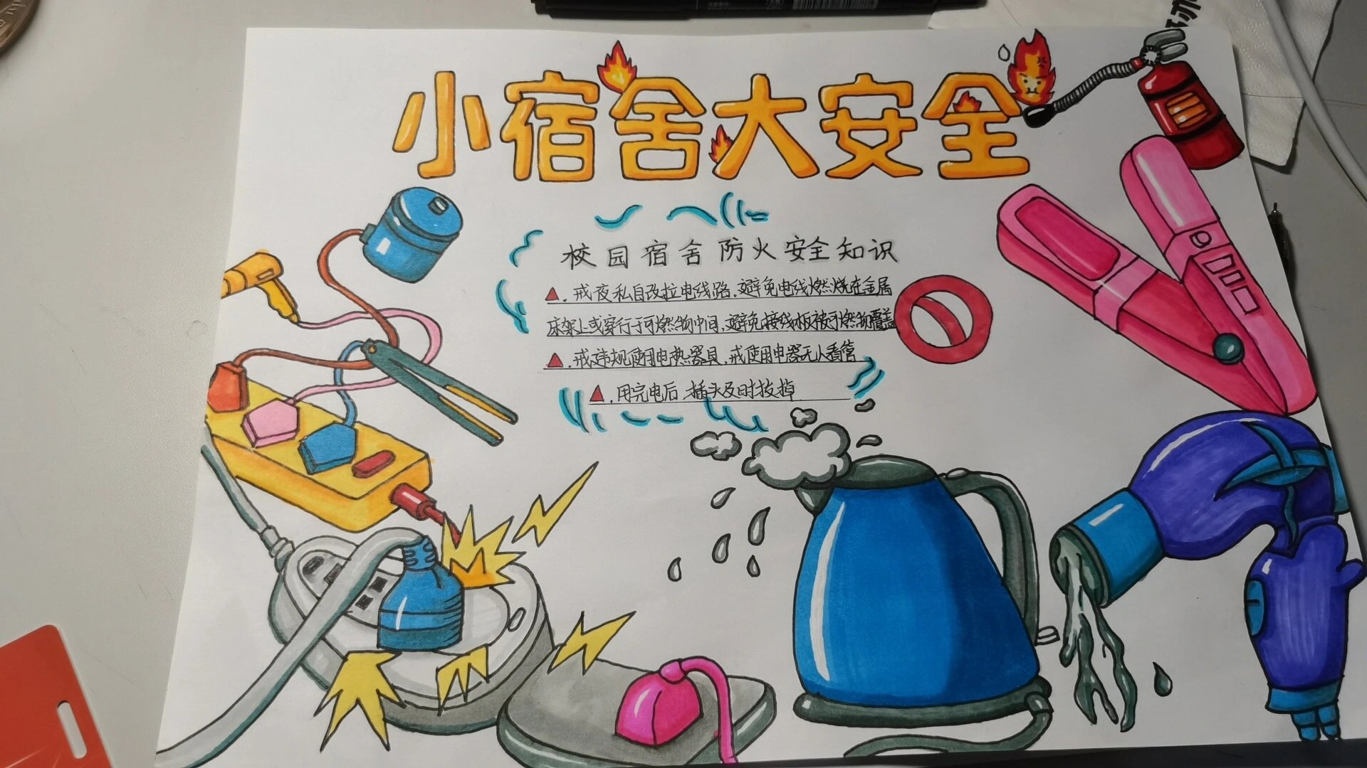 宿舍安全手抄报哦