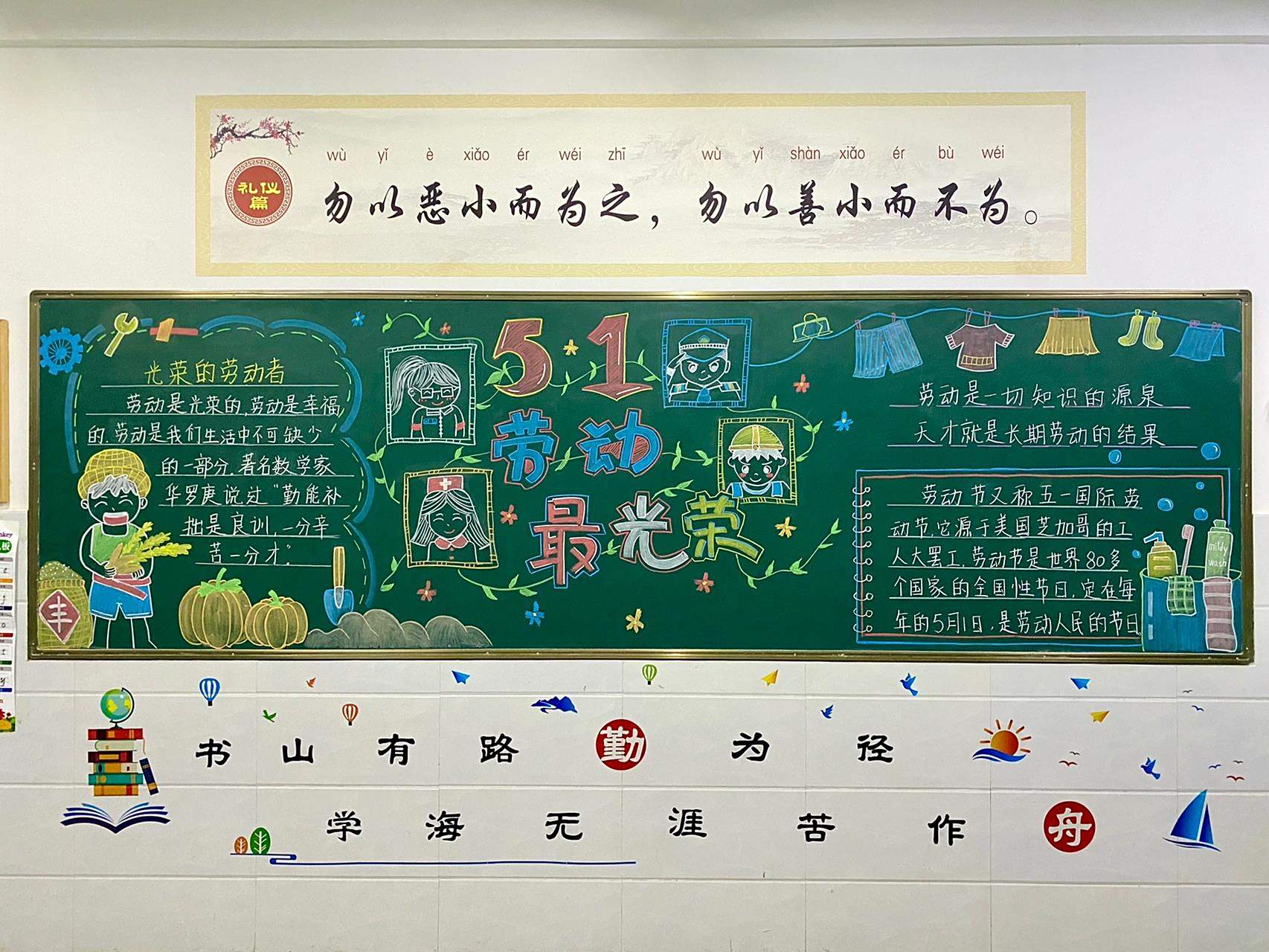 五一劳动节主题黑板报 劳动最光荣💪