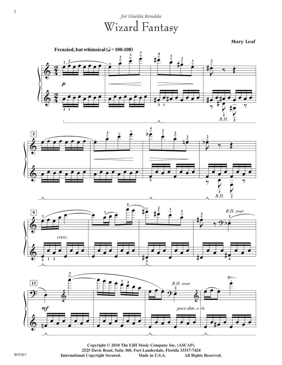 【乐谱】丽芙《巫师幻想曲》 长按图片即可保存