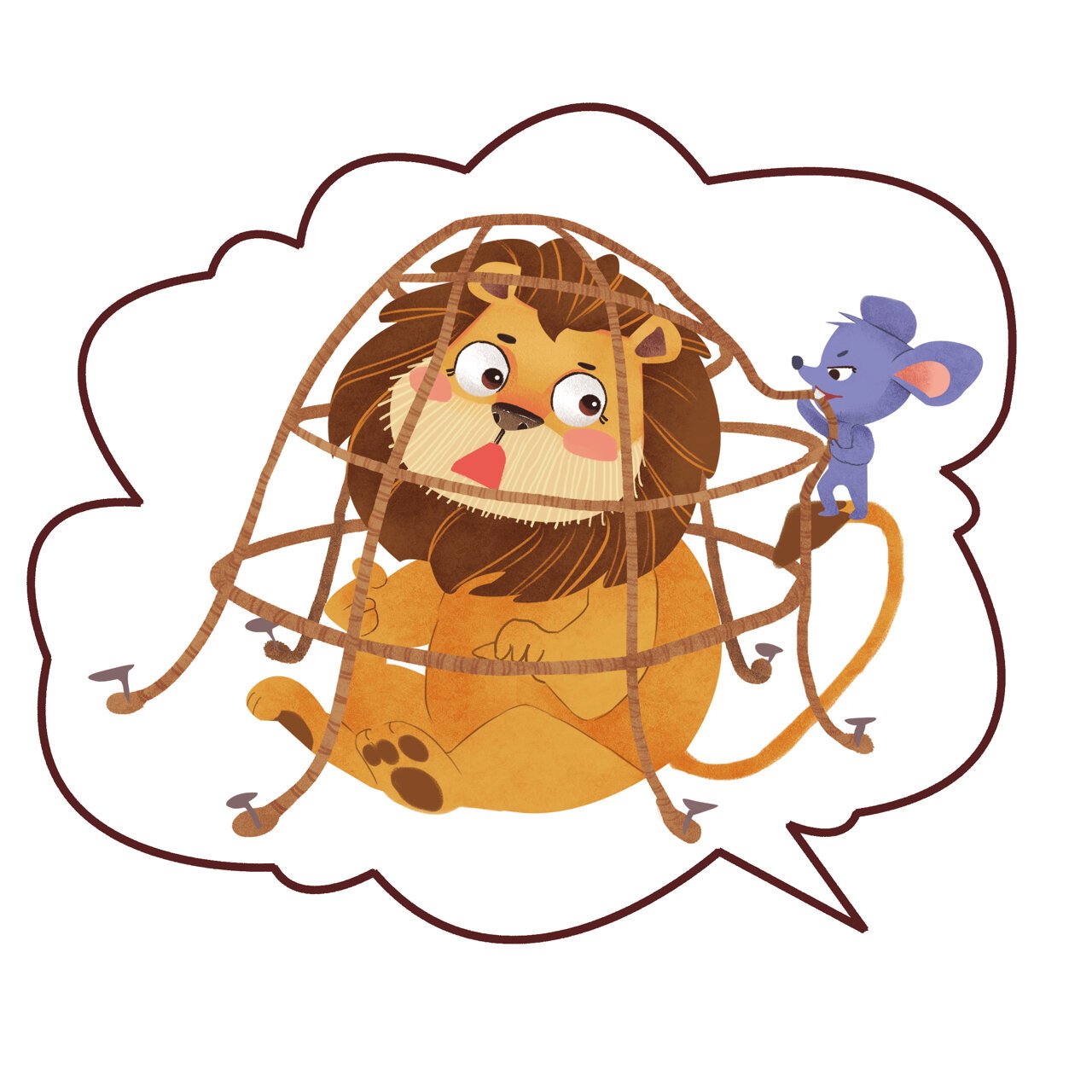 狮子与老鼠的友谊|原创插画 仁慈的狮子放过了吵醒自己午睡的老鼠