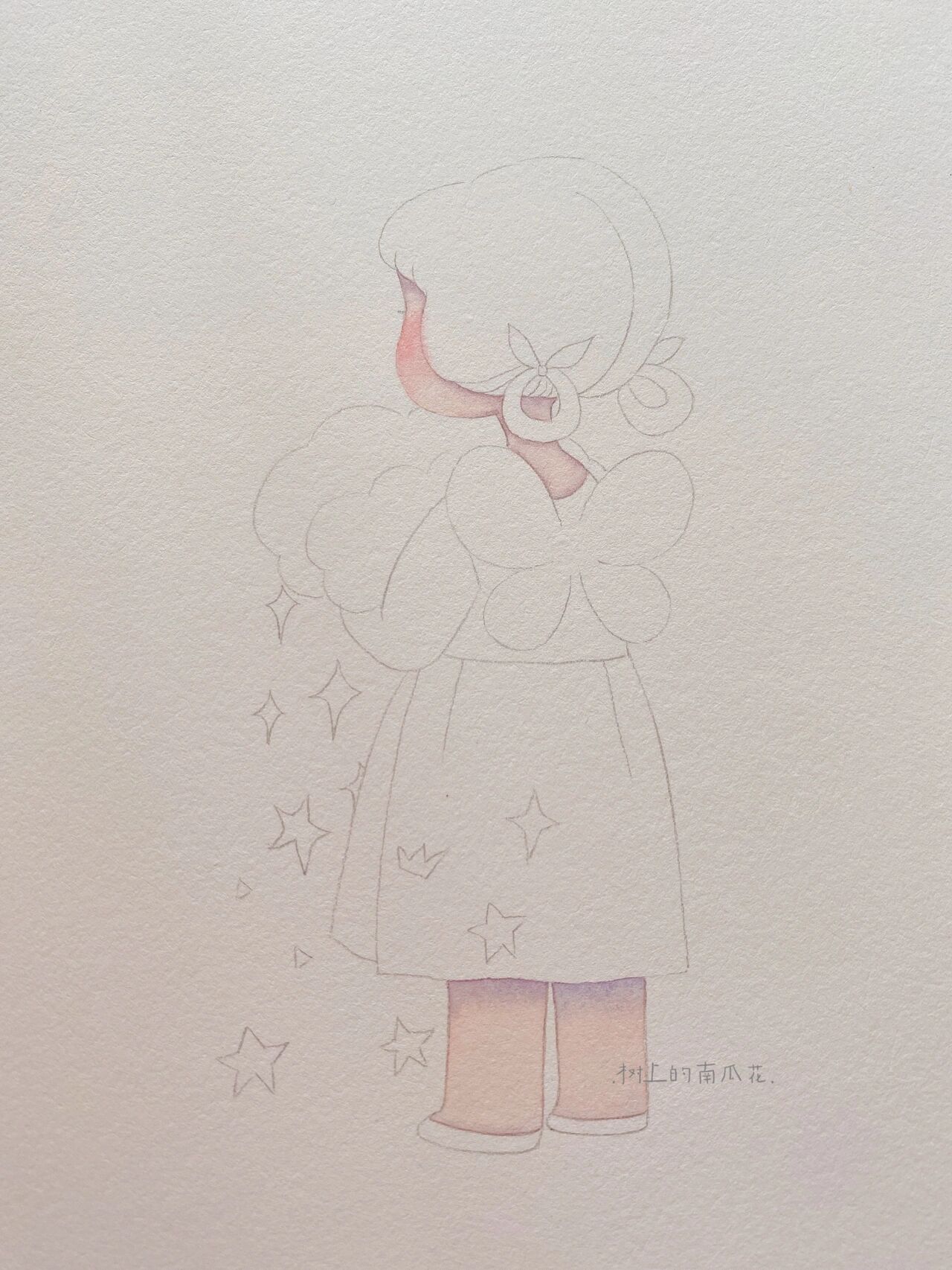 森系水彩插画 抱云朵7815的女孩 水彩插画 手绘水彩人物 手绘软萌