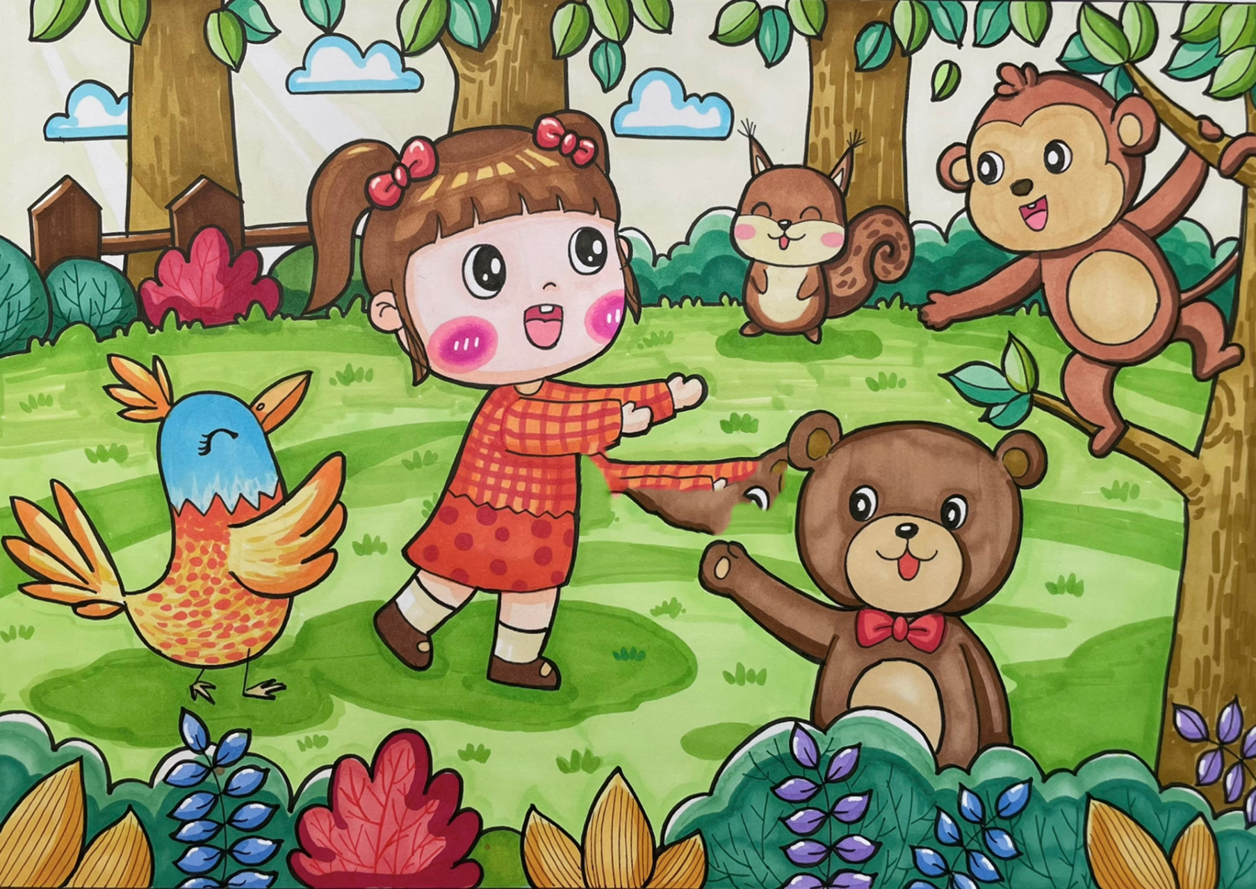 儿童简笔画 动物主题作品 《我爱动物园》 《我爱大自然》 《森林乐园