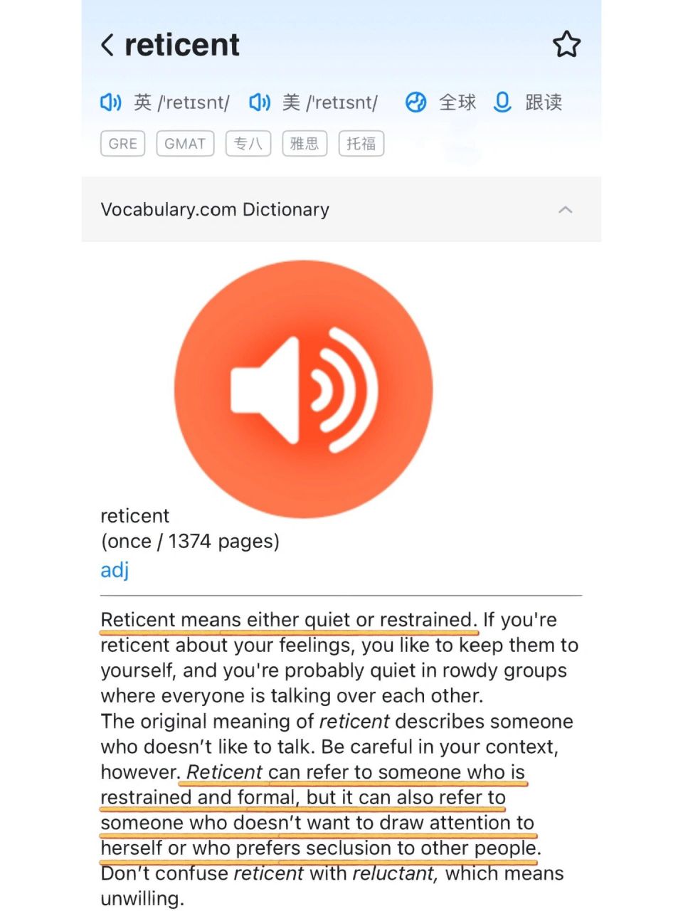 reticent 92 (formal) unwilling to tell people about things